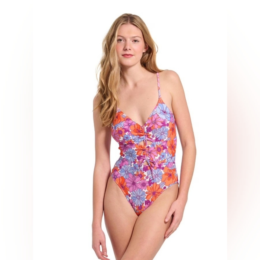 NWT Summer Flirt Gottex Women's One Piece Pink Orange Floral Swimsuit Size L